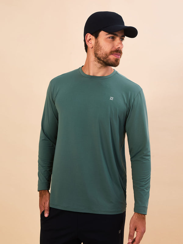 Camisa UV Masculina Com Proteção Solar New Fit Textura ML - VERDE JADE