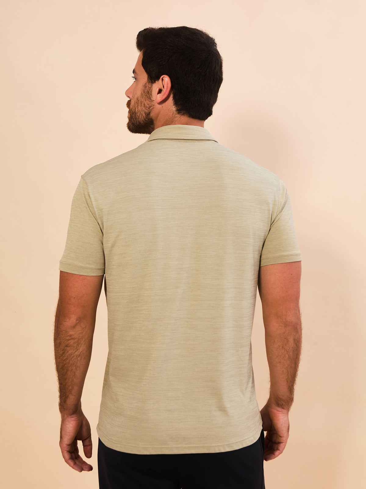 Camisa UV Polo Mescla Masculina Com Proteção Solar - AREIA
