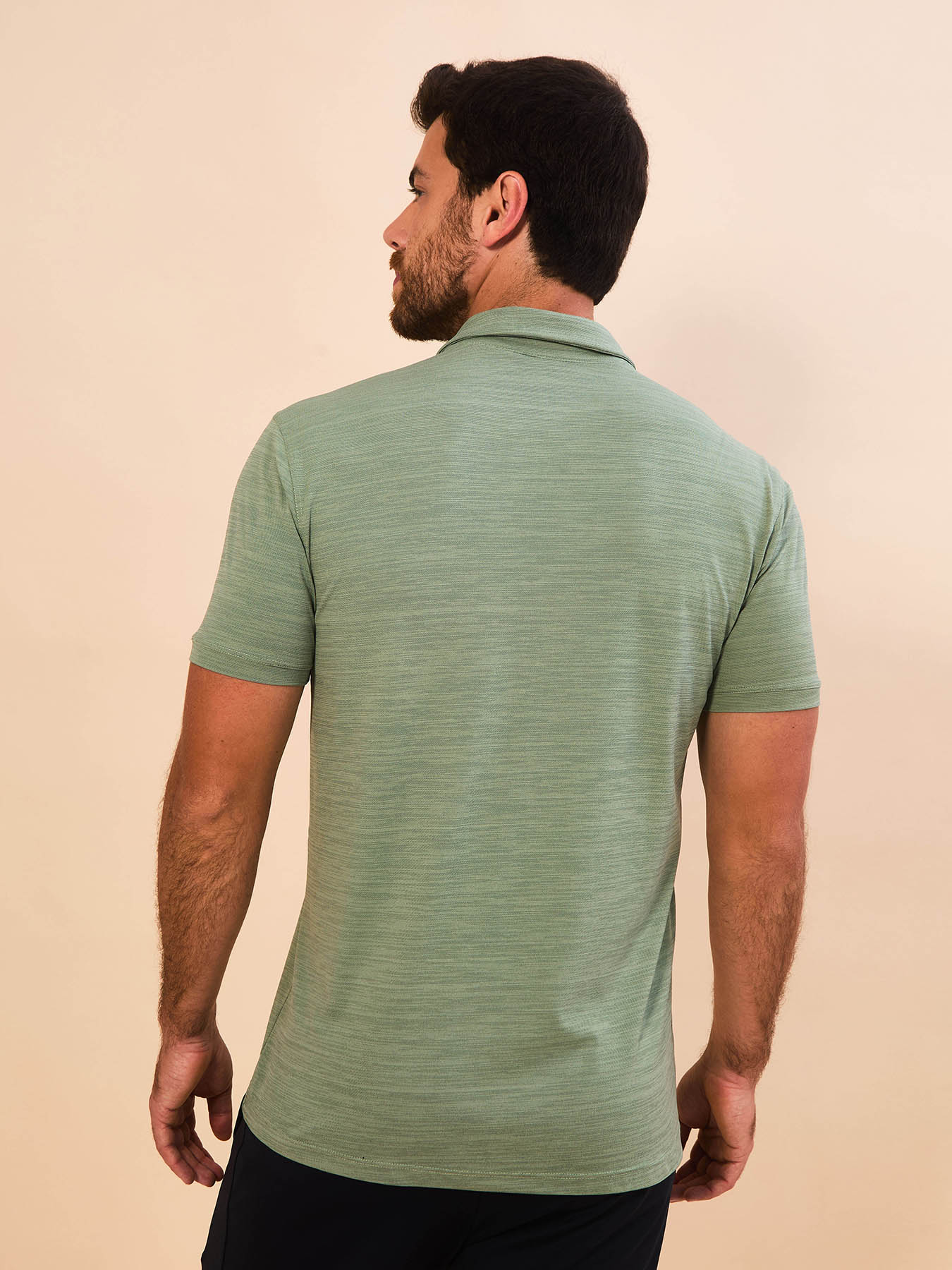 Camisa UV Polo Mescla Masculina Com Proteção Solar - VERDE
