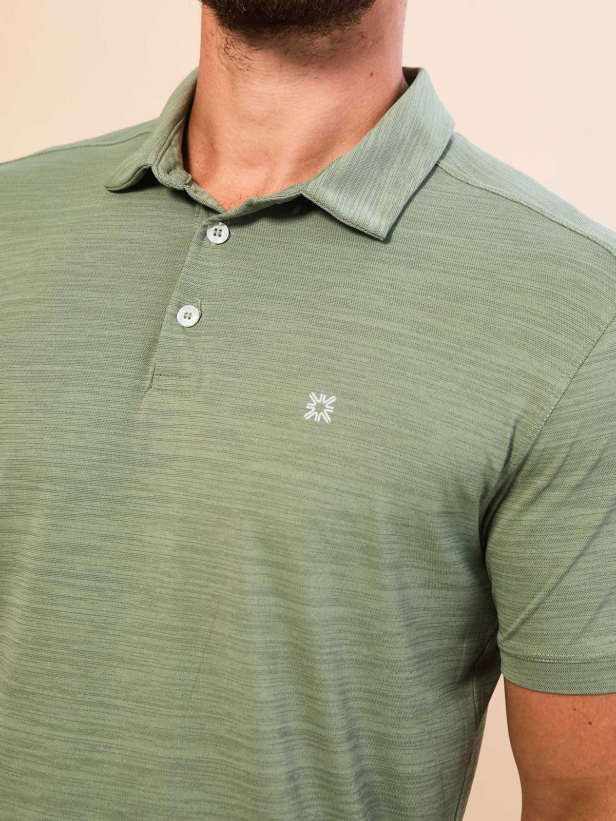 Camisa UV Polo Mescla Masculina Com Proteção Solar - VERDE