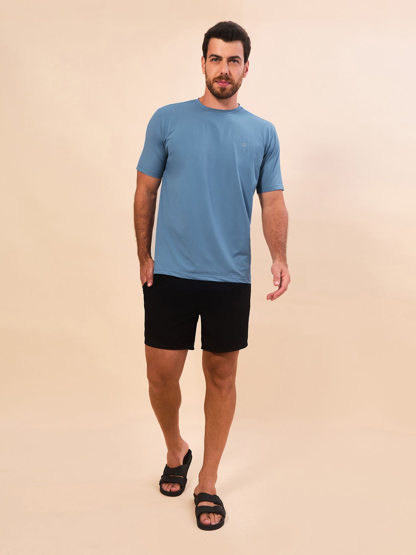 Camisa UV Masculina Com Proteção Solar UV PRO MC - ÍNDIGO
