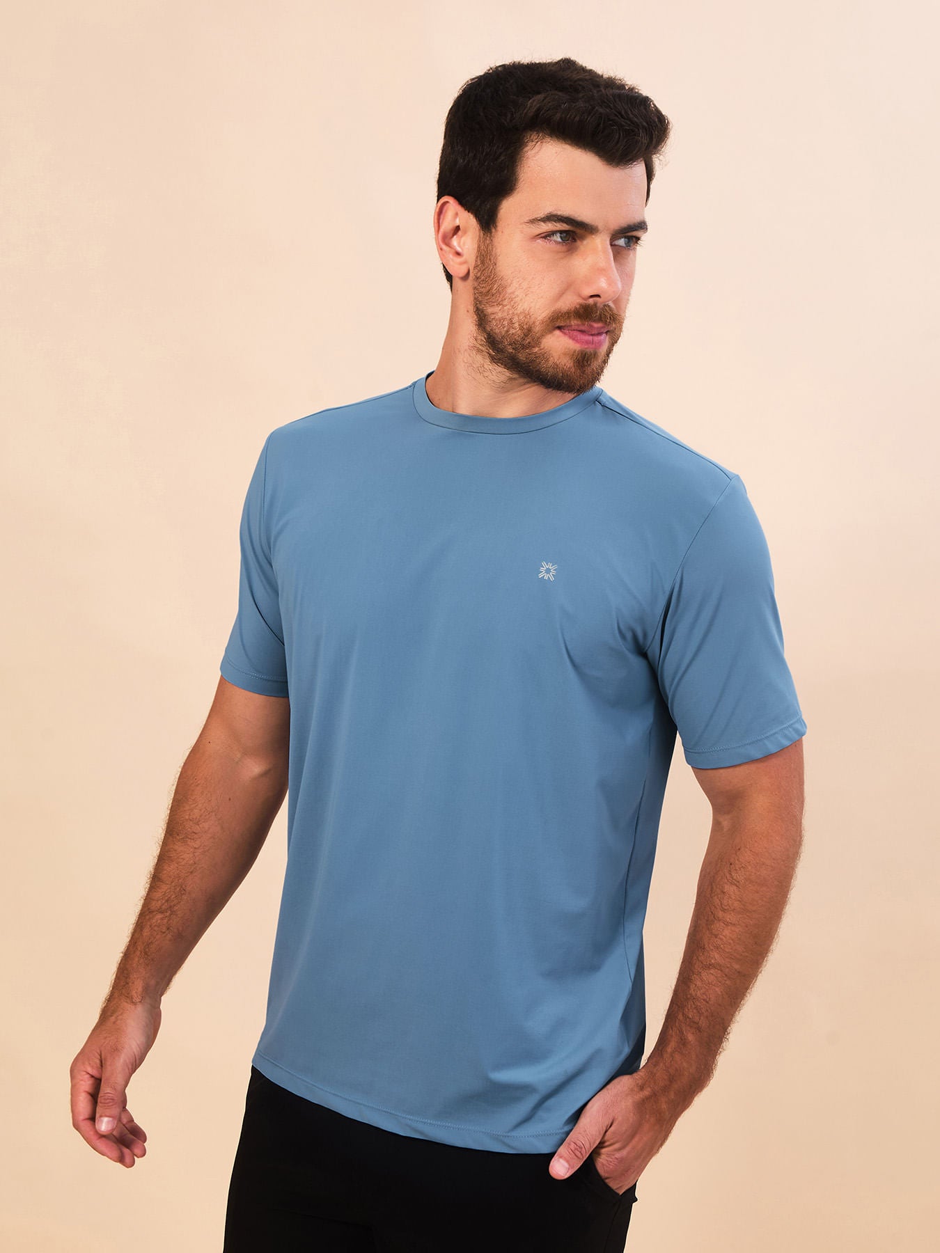 Camisa UV Masculina Com Proteção Solar UV PRO MC - ÍNDIGO