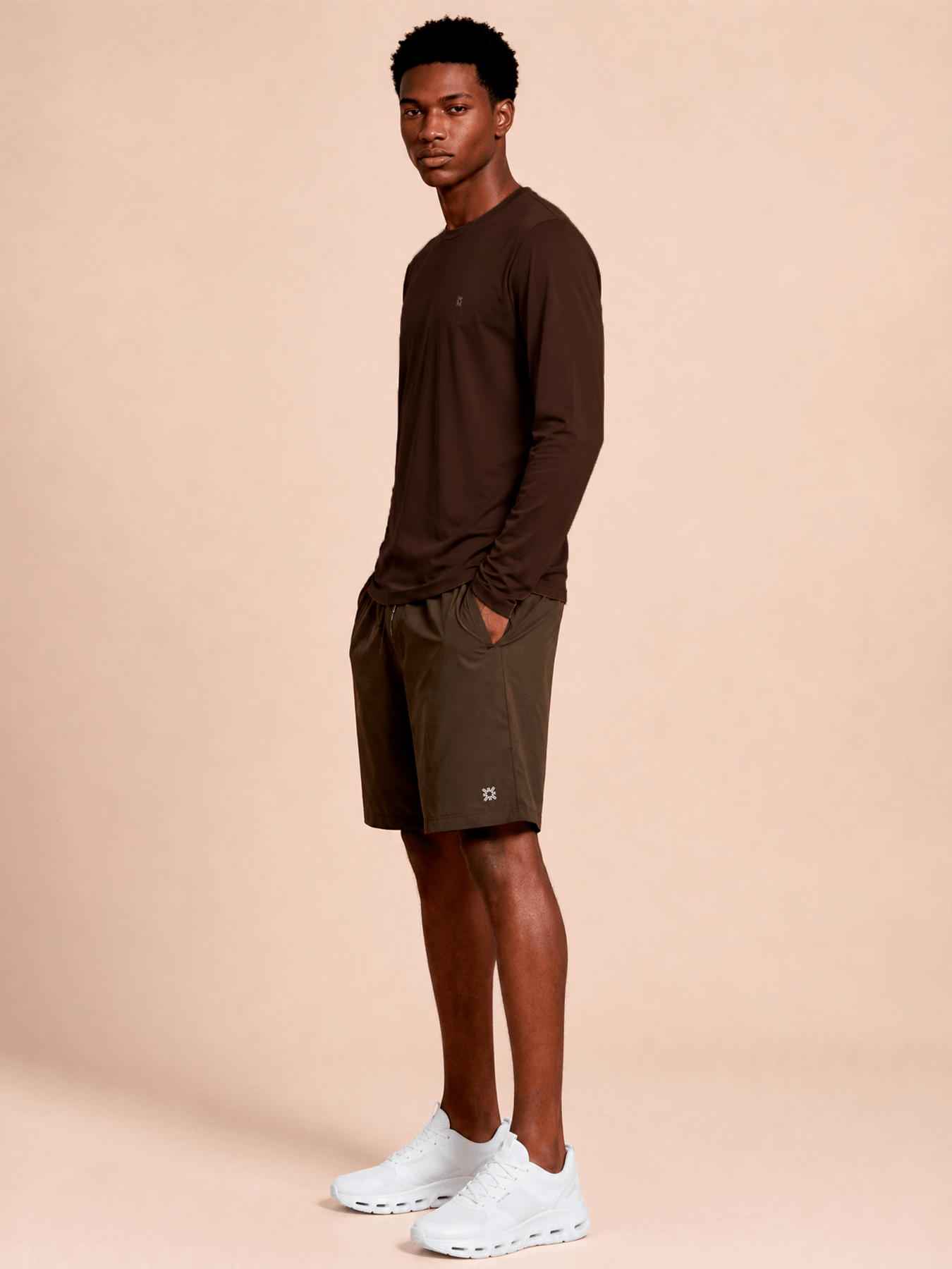 Camiseta UV Com Proteção Solar New Fit Textura ML MASC - Marrom Escuro