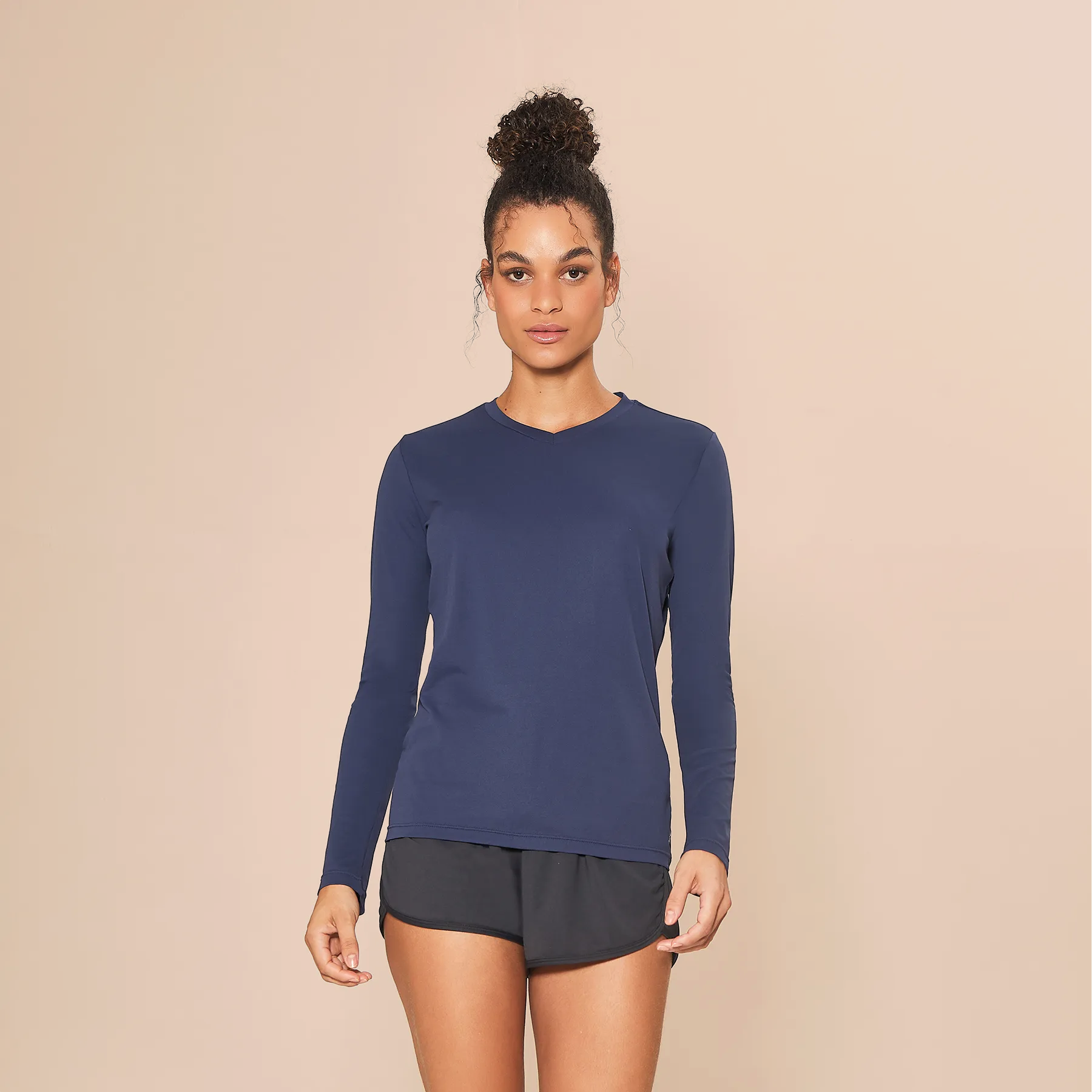 Camisa UV Feminina Com Proteção Solar Sport Fit  Marinho