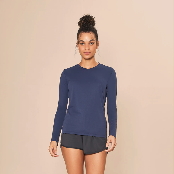 Camisa UV Feminina Com Proteção Solar Sport Fit  Marinho