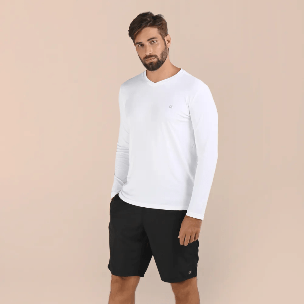 Camisa UV Masculina Com Proteção Solar Sport Fit Branco
