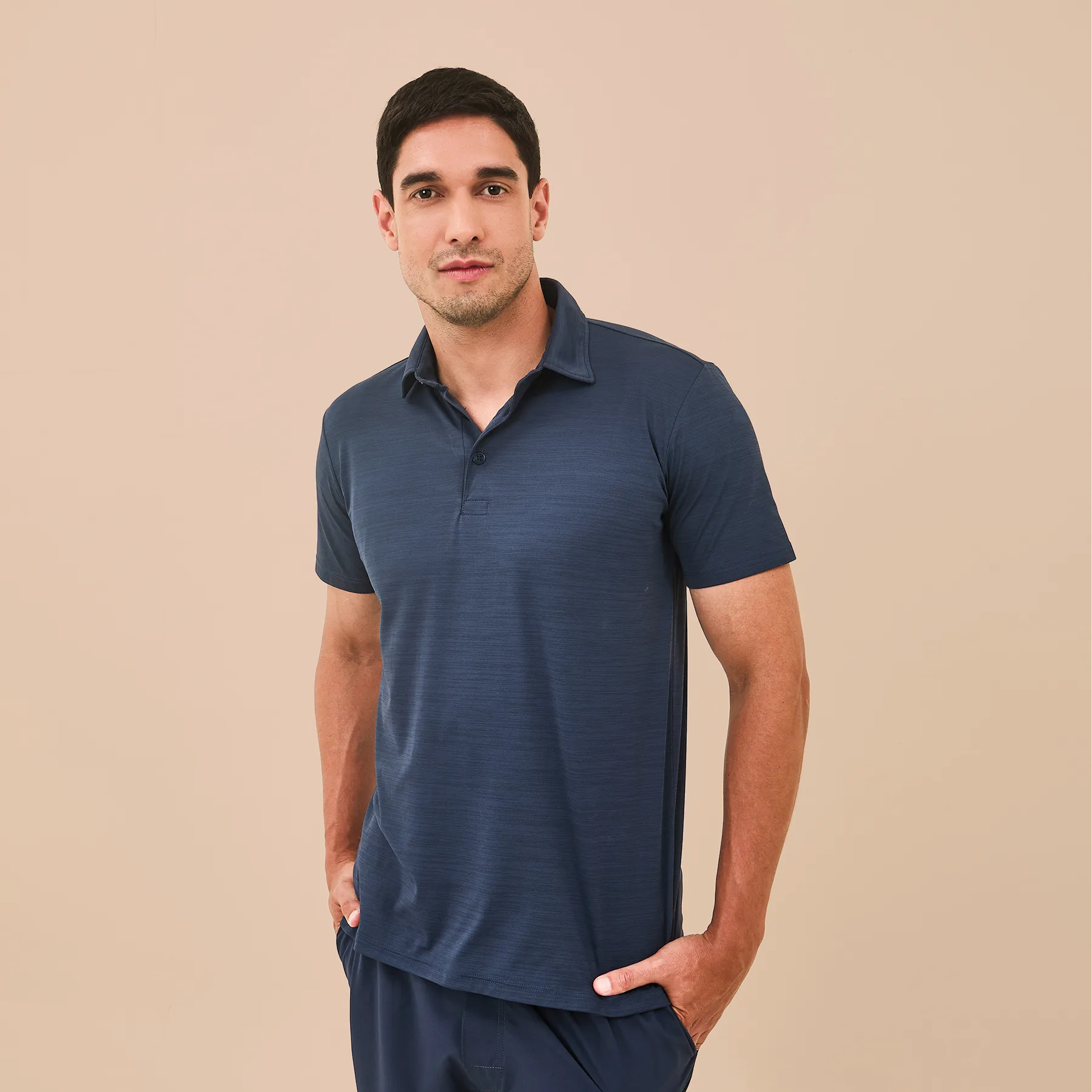 Camisa UV Polo Masculina Com Proteção Solar-MARINHO