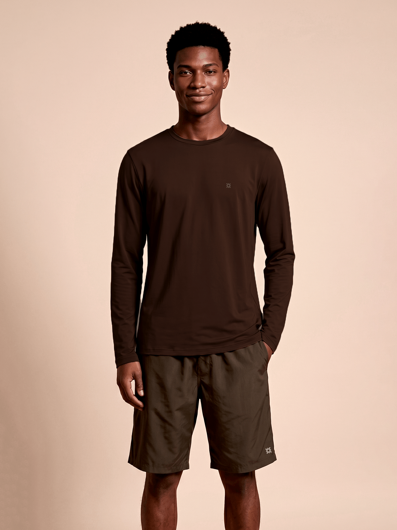 Camiseta UV Com Proteção Solar New Fit Textura ML MASC - Marrom Escuro